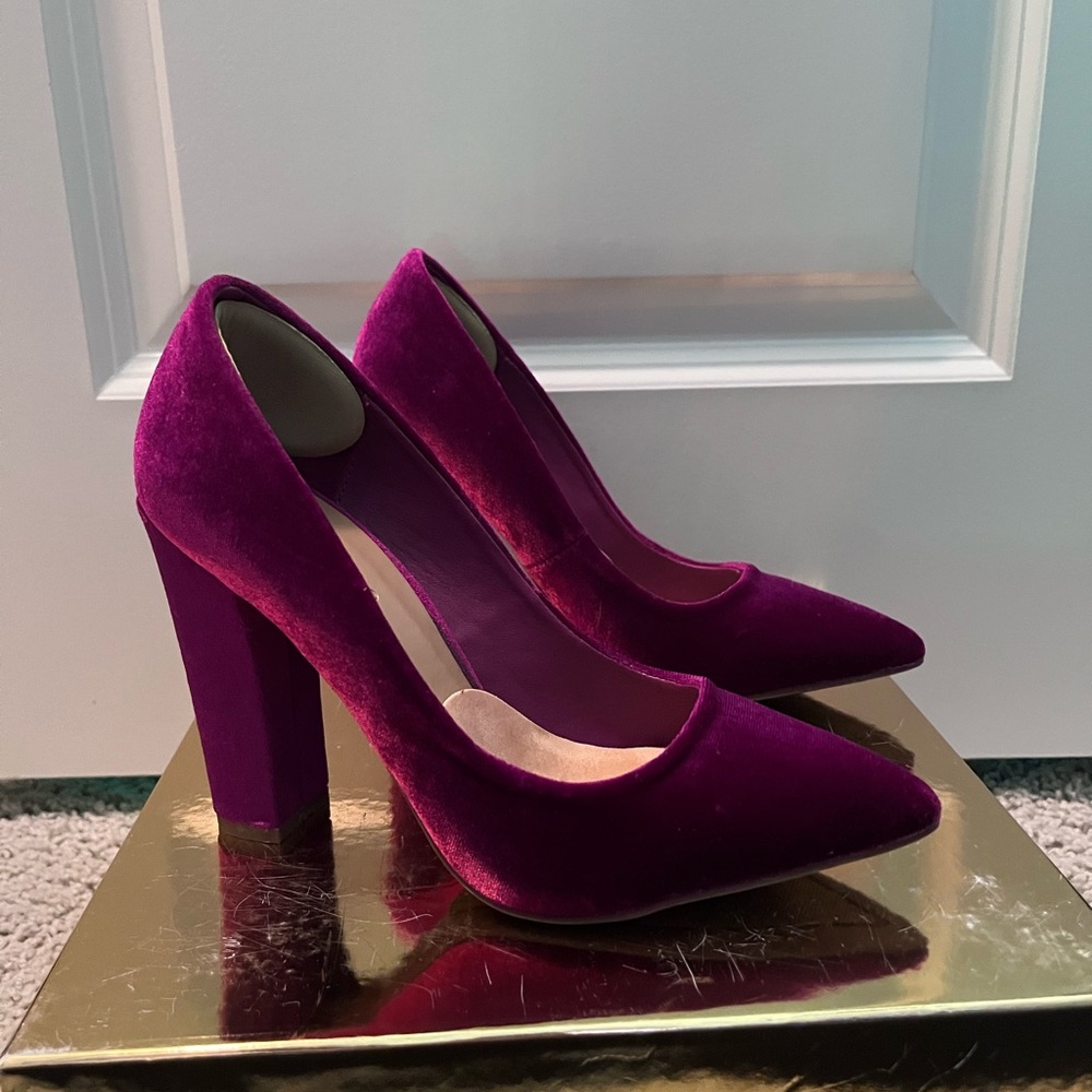 Elegant Velvet Fuschia Women's Heels